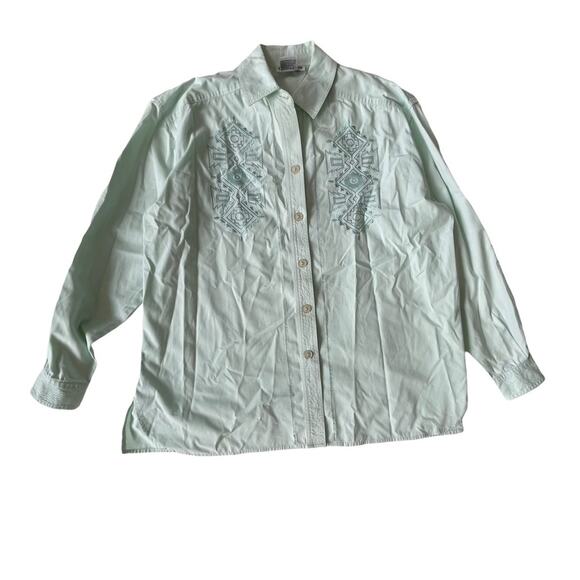 Vintage 1990s Regina Porter Button Down Southwest Embroidered Boho Mint 1X GUC - Picture 1 of 16